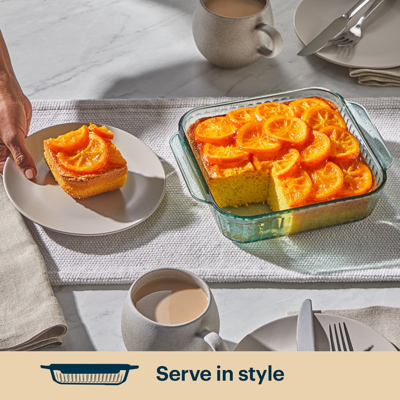 Pyrex® Sculpted Tinted Glass 8" Square Baking Dish, Aqua