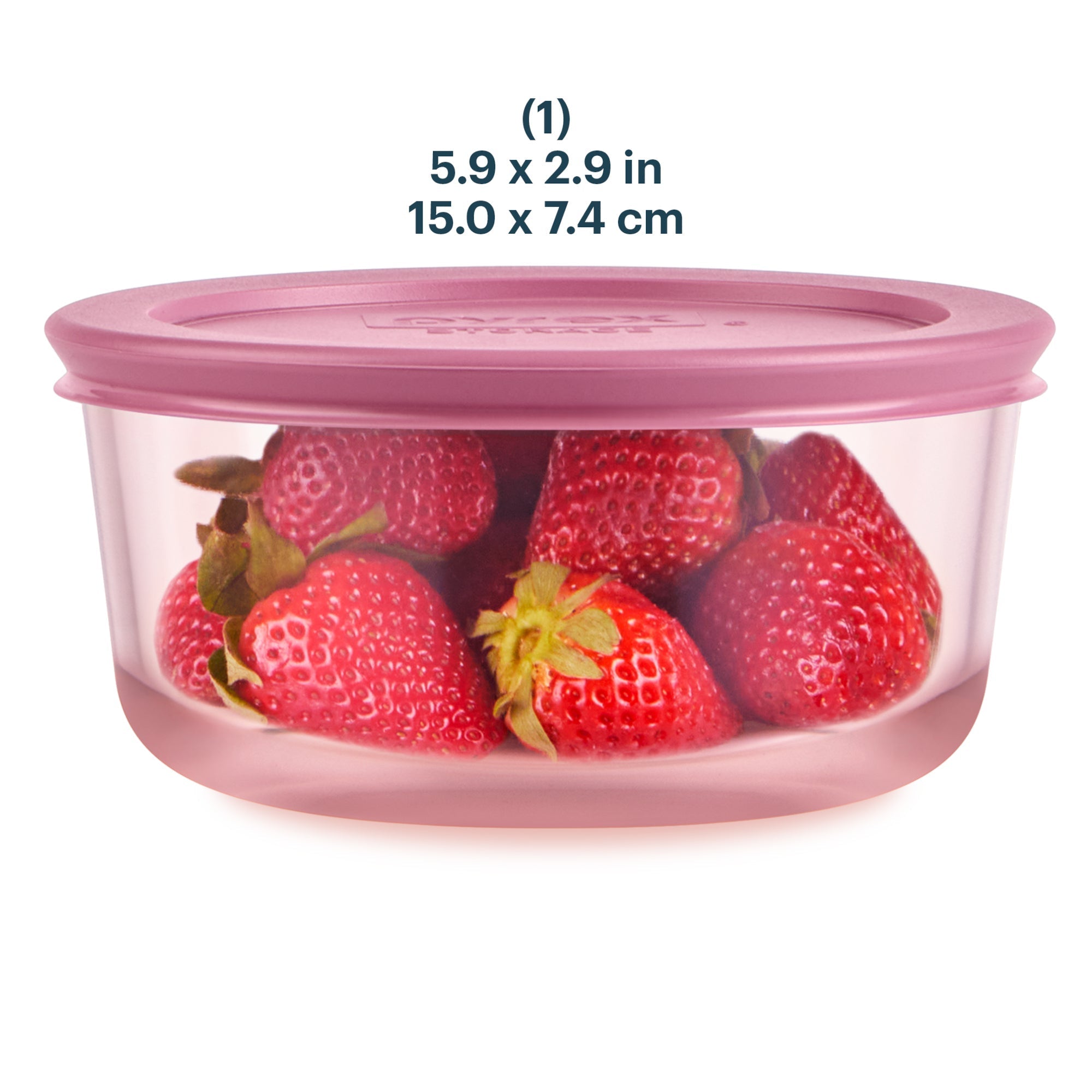 Pyrex® Simply Store® Tinted Glass 4-cup Round Storage Container with Lid, Pink