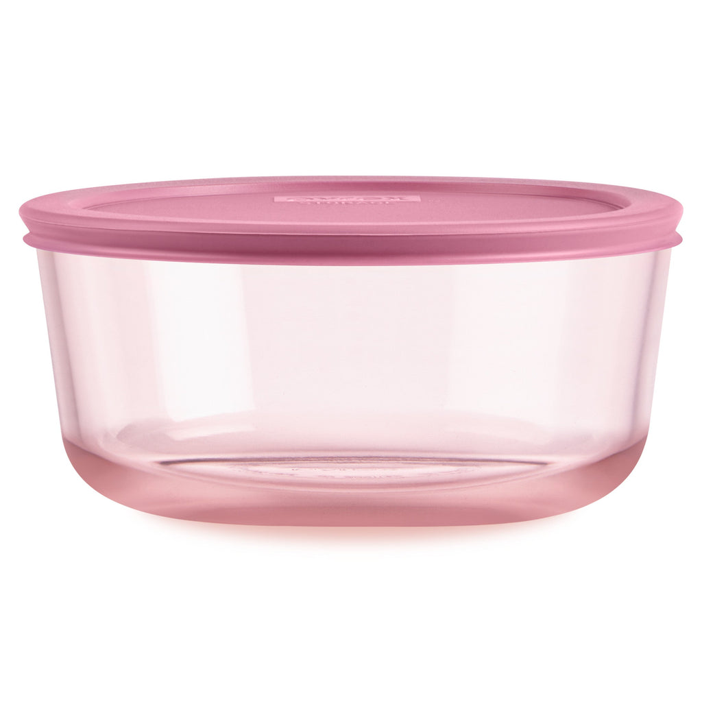 Pyrex® Simply Store® Tinted Glass 7-cup Round Storage Container with Lid, Pink