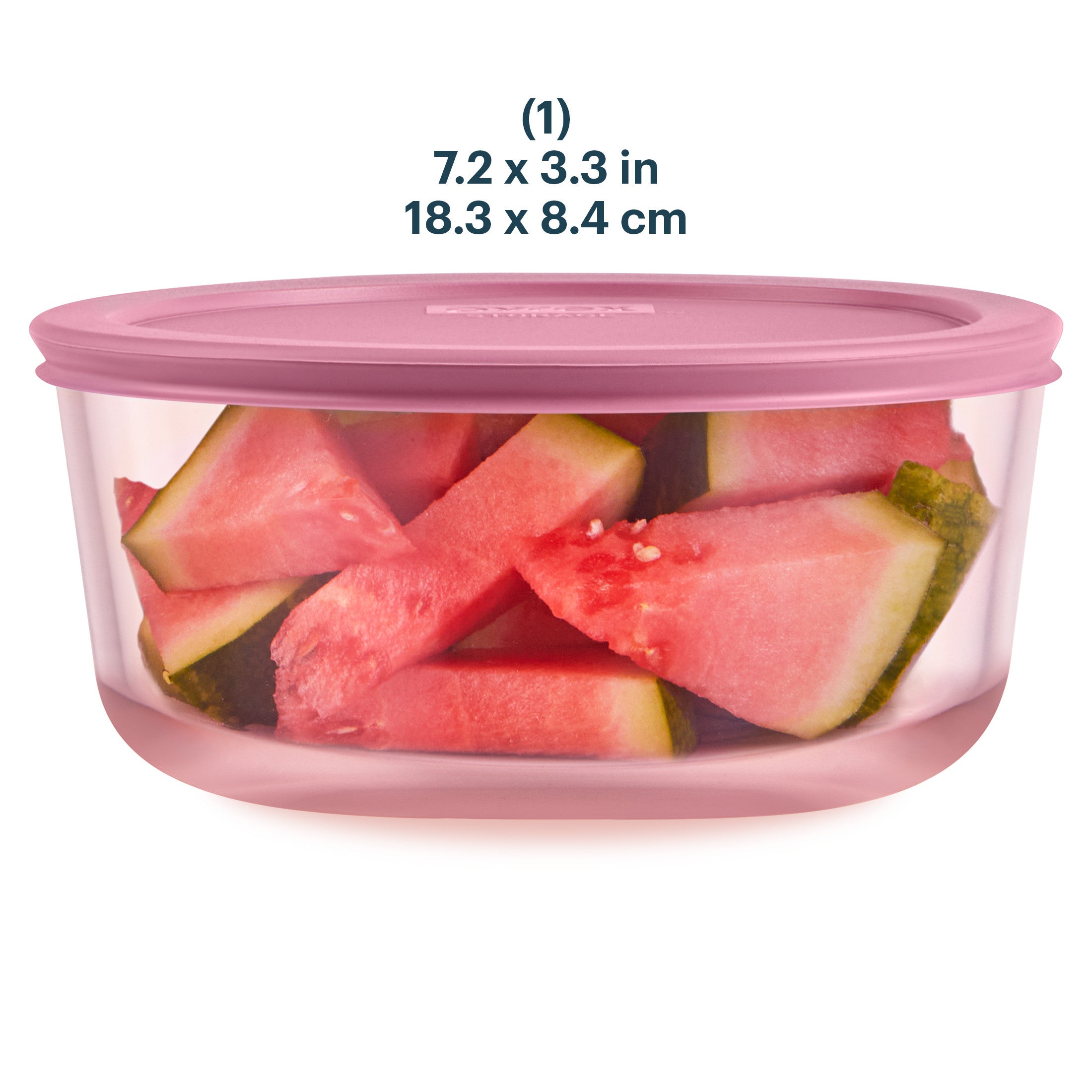 Pyrex® Simply Store® Tinted Glass 7-cup Round Storage Container with Lid, Pink