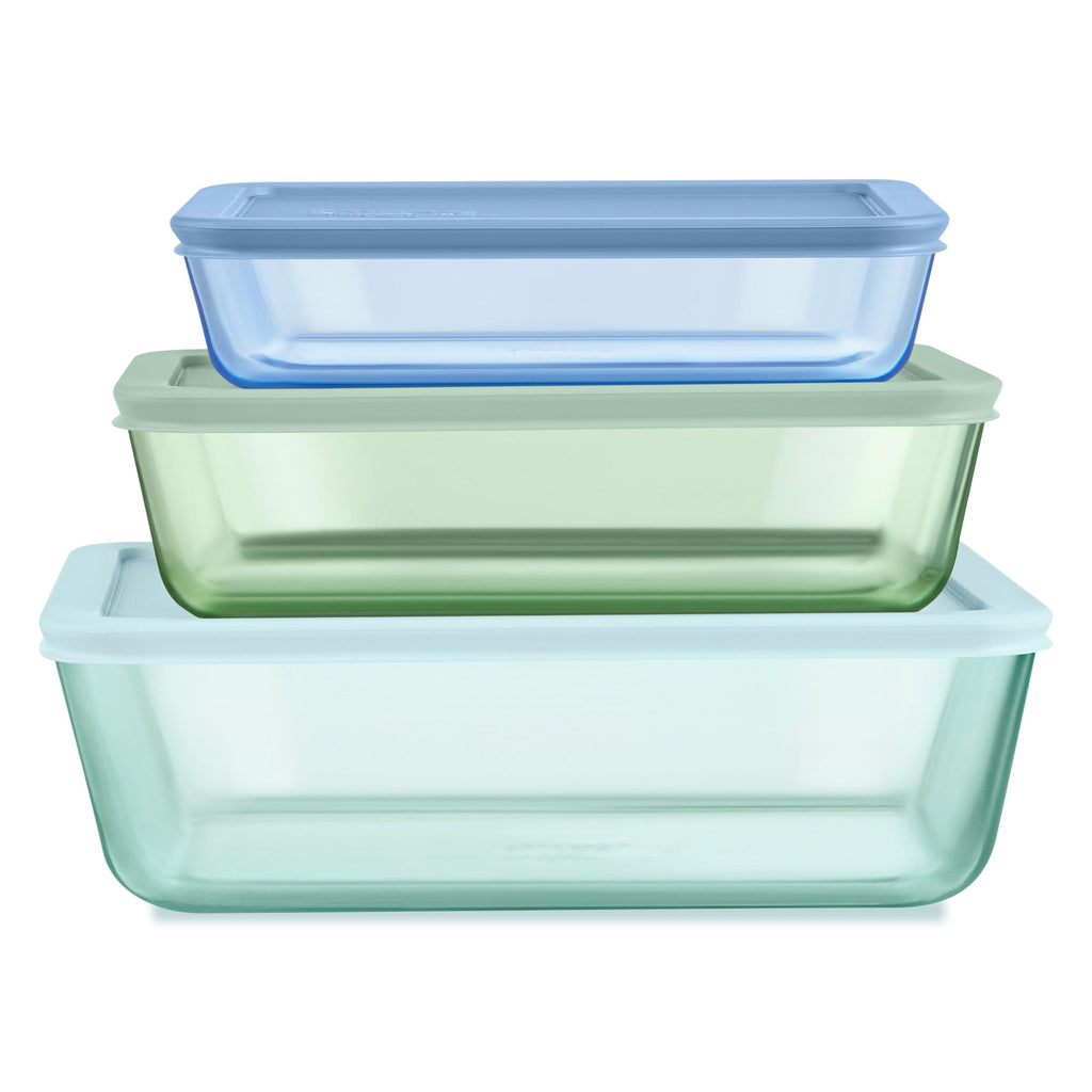 Pyrex® Simply Store® Tinted Glass Rectangle Storage Containers, 6-pc Set, Mixed Colors
