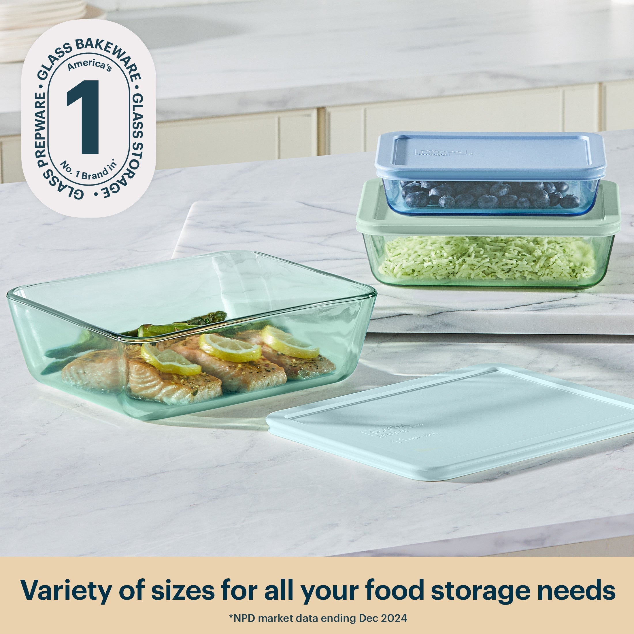 Pyrex® Simply Store® Tinted Glass Rectangle Storage Containers, 6-pc Set, Mixed Colors