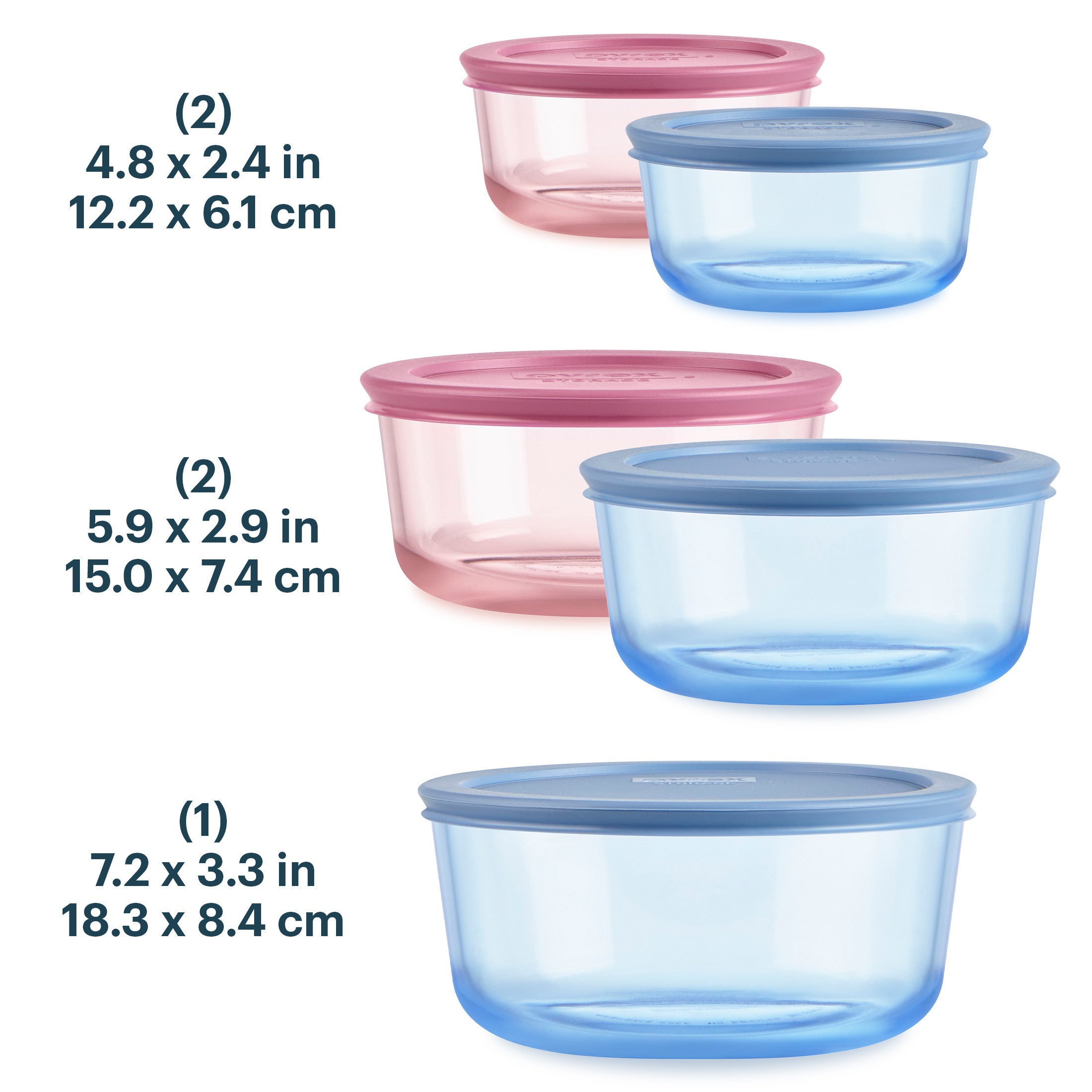 Pyrex® Simply Store® Tinted Glass Round Storage Containers, 10-pc Set, Mixed Colors