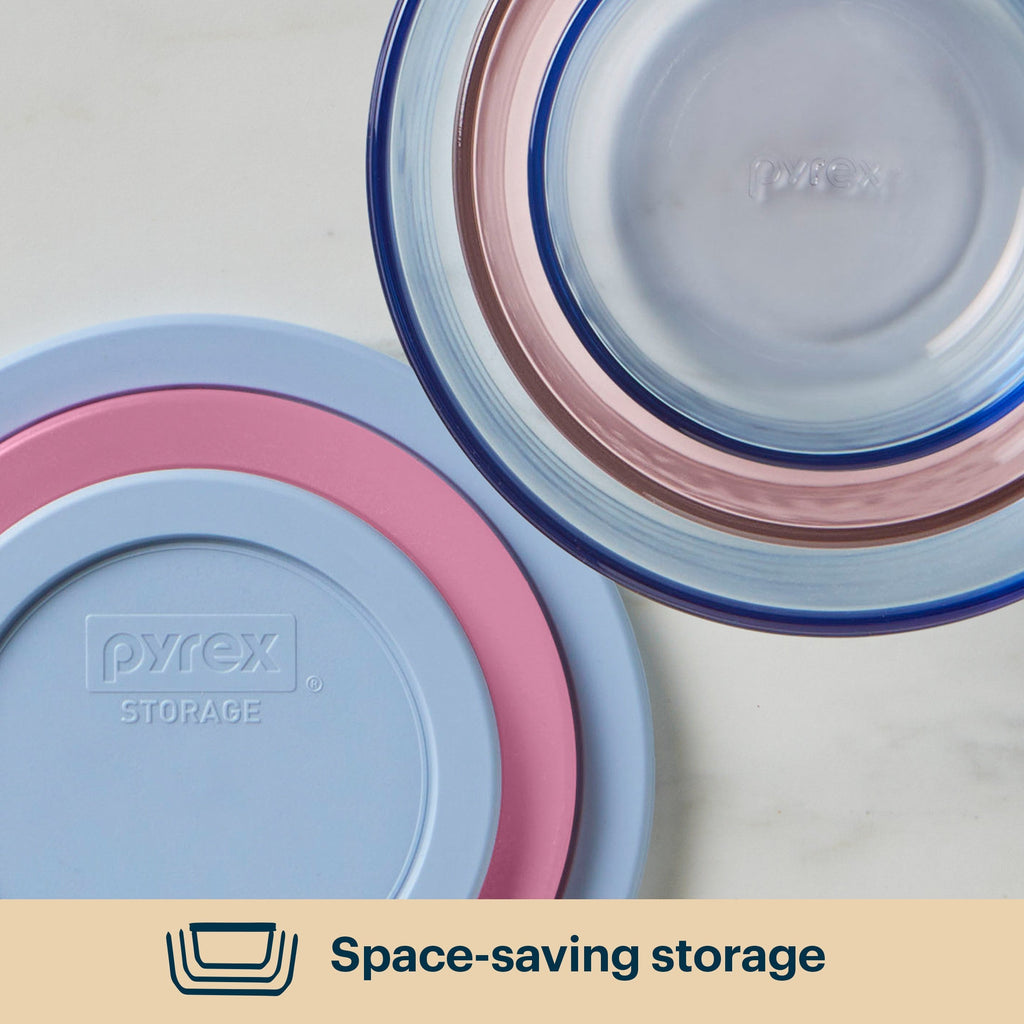 Pyrex® Simply Store® Tinted Glass Round Storage Containers, 10-pc Set, Mixed Colors
