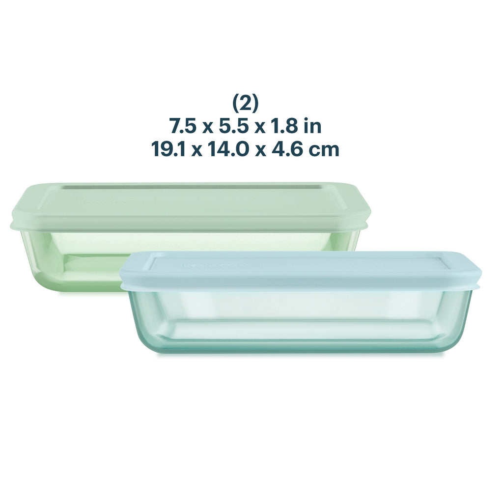Pyrex® Simply Store® Tinted Glass 3-cup Rectangle Storage Containers, 4-pc Set, Mixed Colors