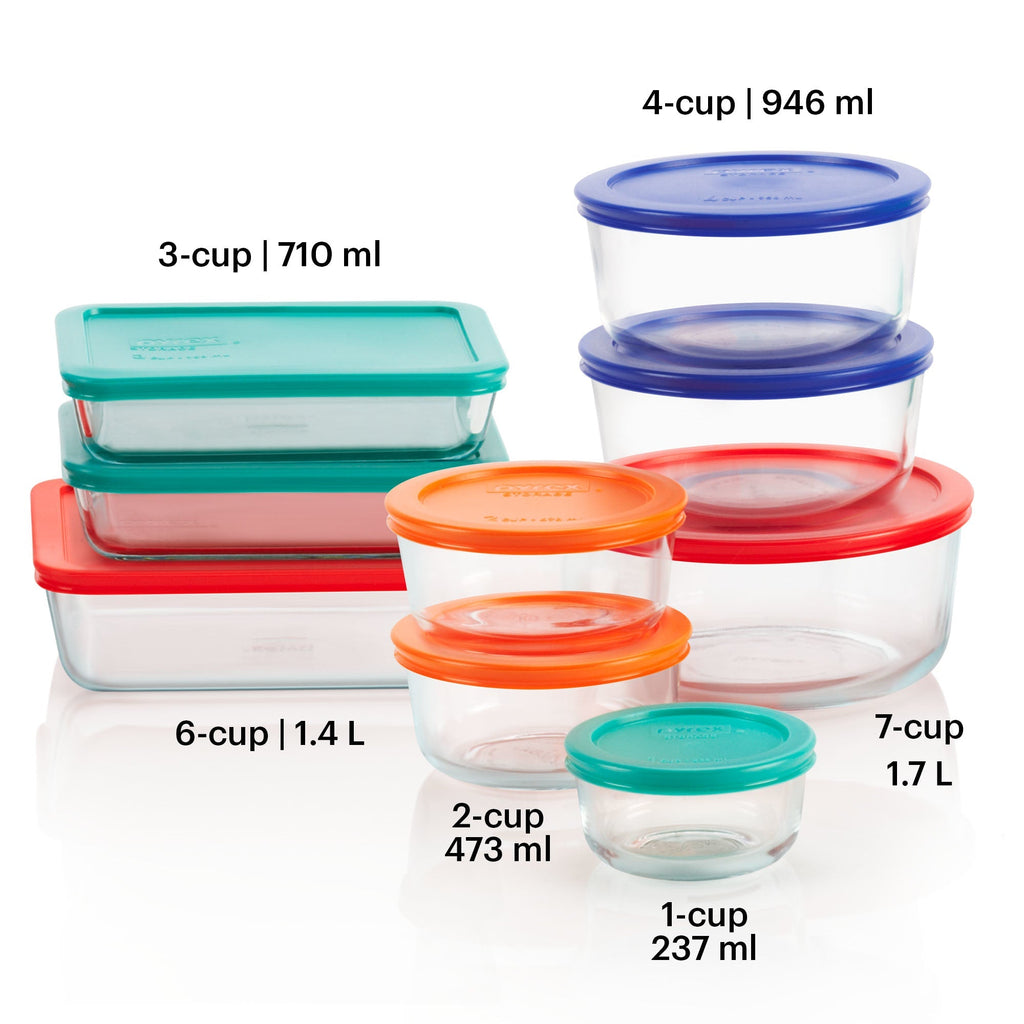 Pyrex® Simply Store® 18-piece Glass Food Storage Container Set with Lids