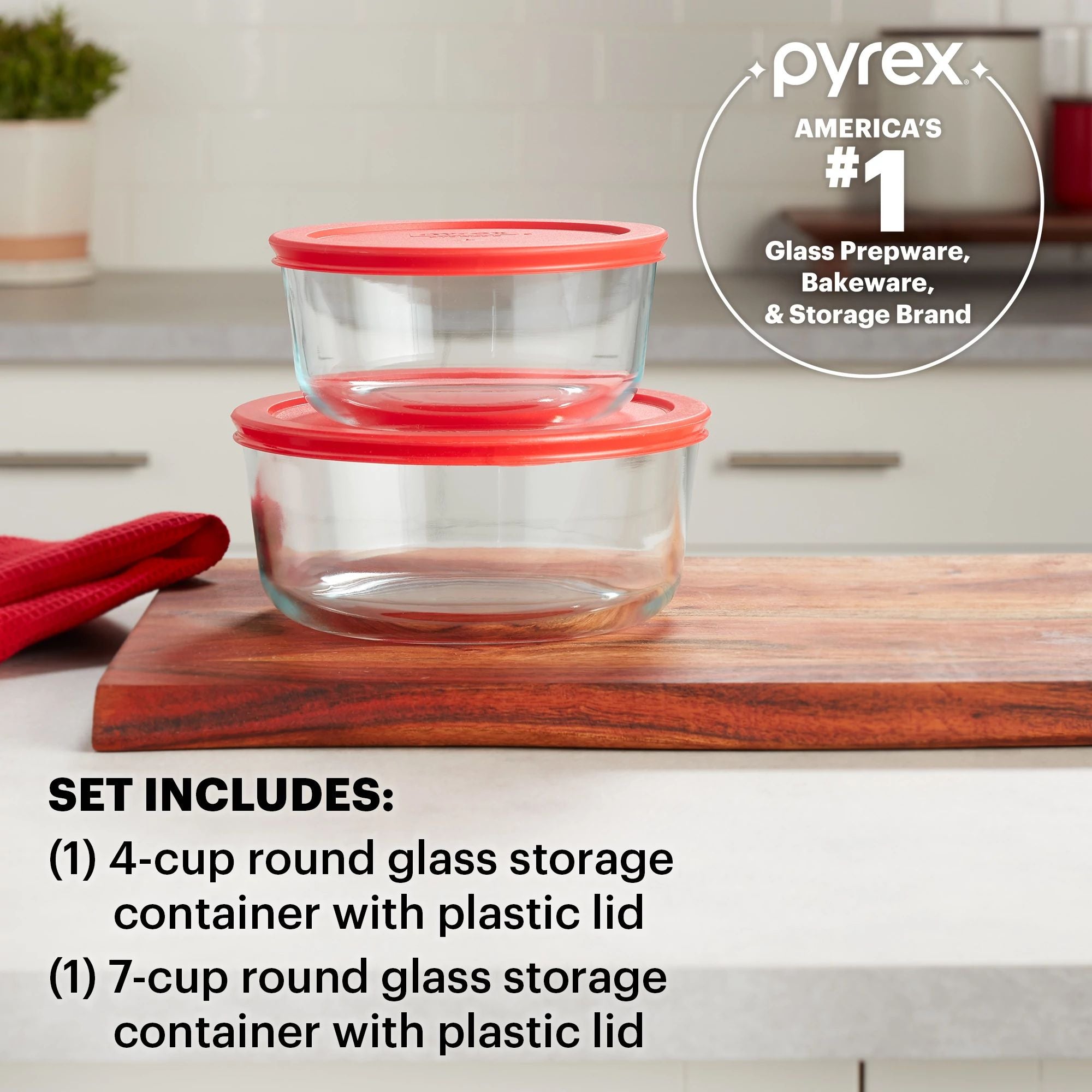 Pyrex® Simply Store® 4-piece Round Glass Storage Set