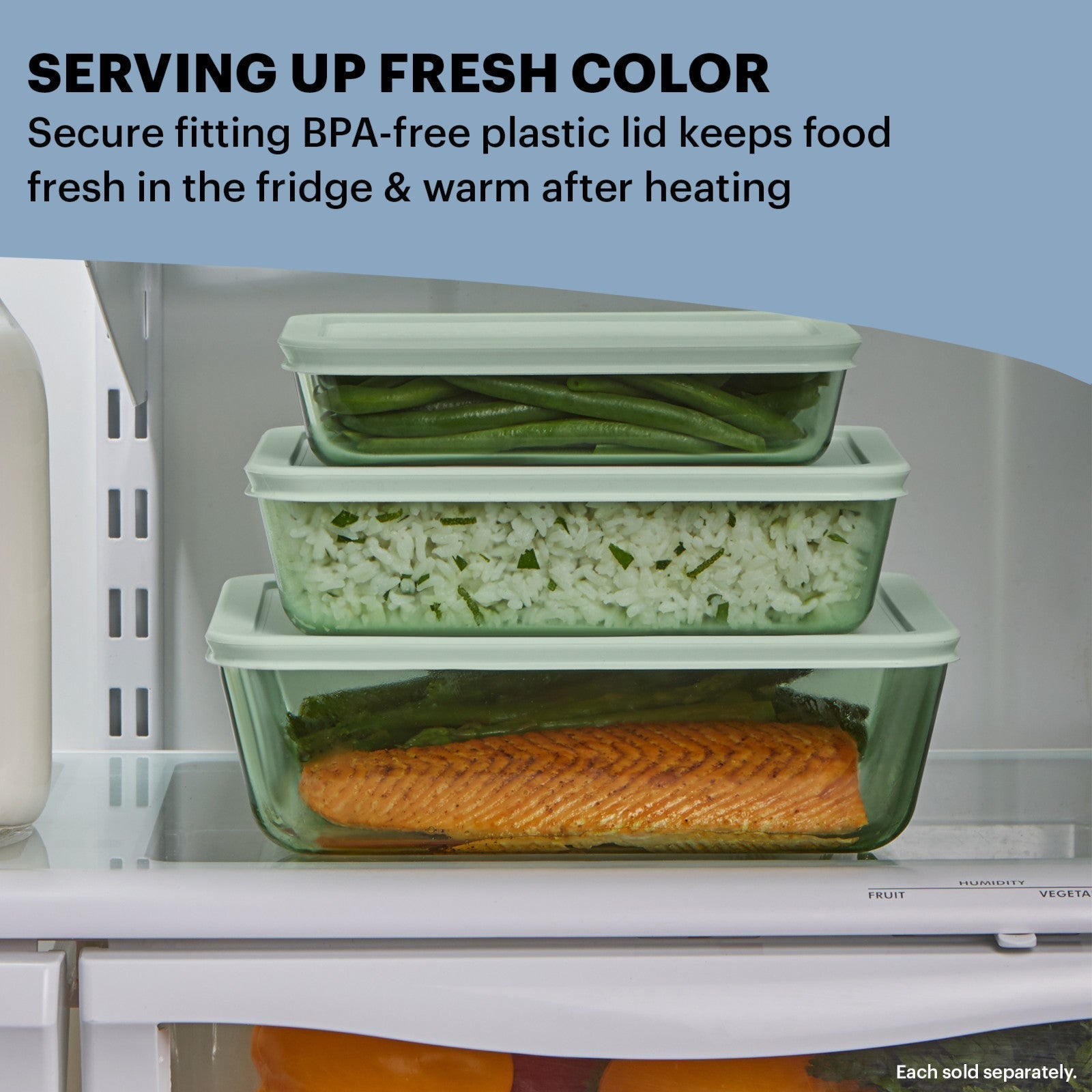 Pyrex® Simply Store® Tinted 3-cup Rectangle Storage with Green Plastic Lid