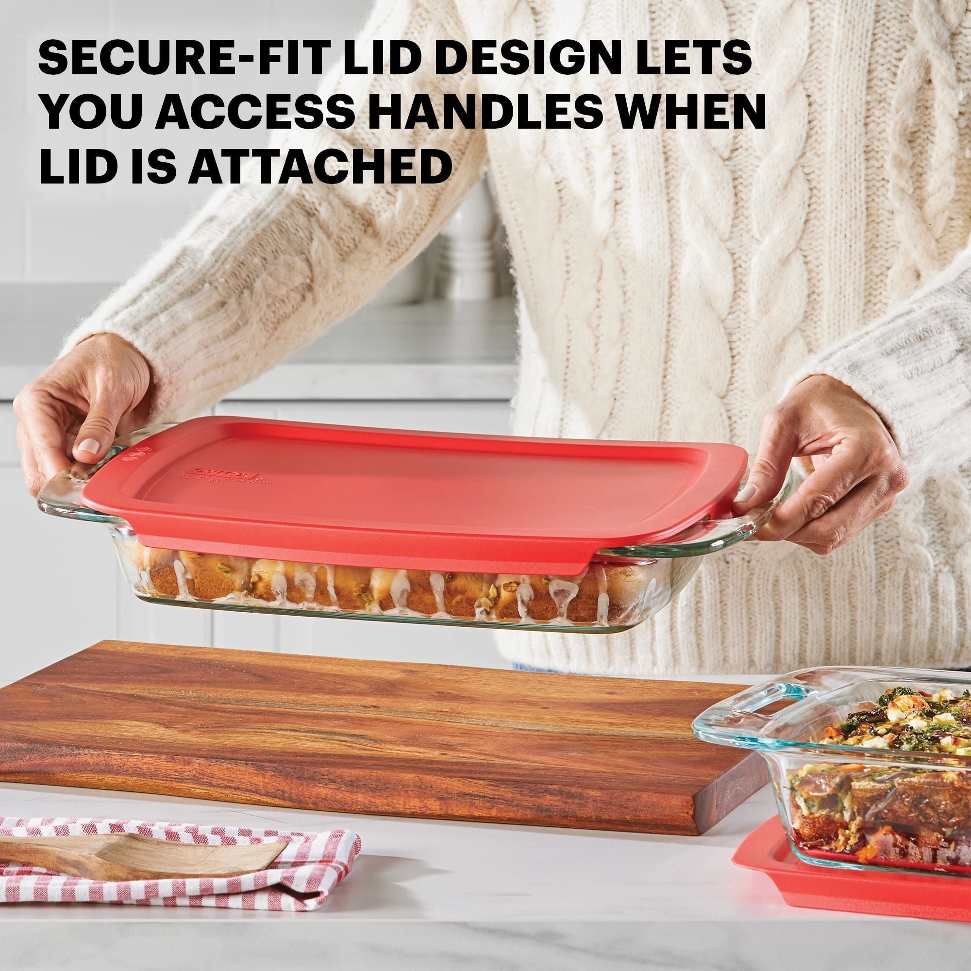 Pyrex® Easy Grab® 4-piece Glass Bakeware Set with Red Lids
