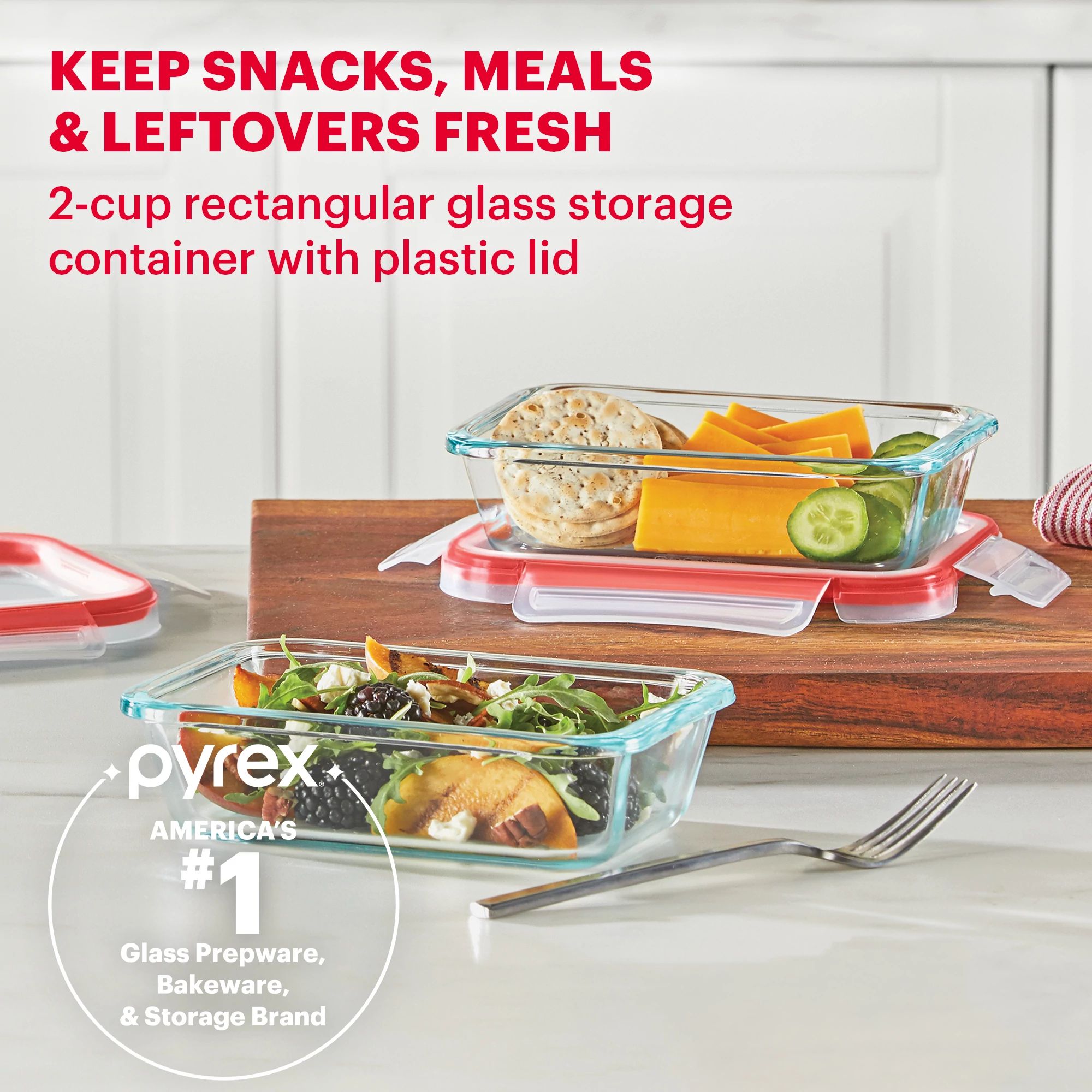 Pyrex® Freshlock™ 2-cup Rectangle Glass Storage