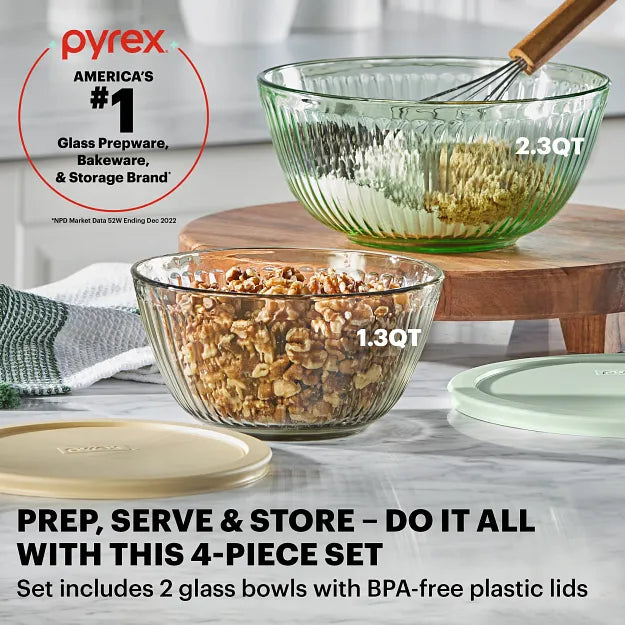 Pyrex® Colors Sculpted Tinted 4-piece Mixing Bowl Value Pack