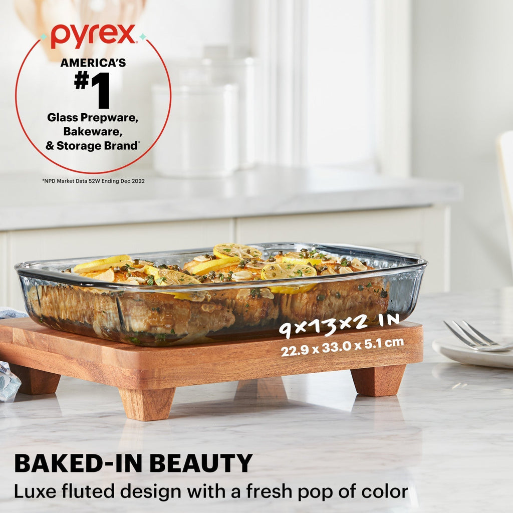 Pyrex® Sculpted Tinted Colors Sculpted Tinted 9" x 13" Baking Dish, Smoke