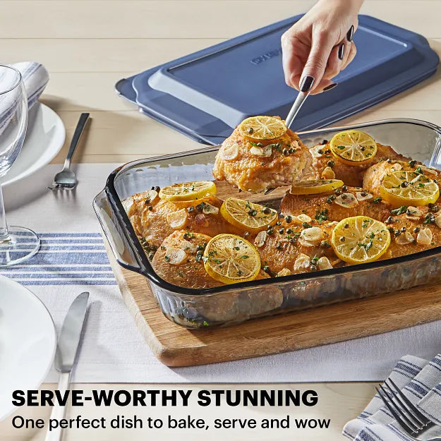 Pyrex® Colors Sculpted Tinted 9" x 13" Baking Dish with Plastic Lid, Smoke