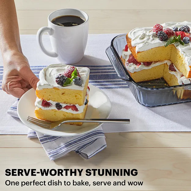 Pyrex® Colors Sculpted Tinted 8" Square Baking Dish with Plastic Lid, Smoke