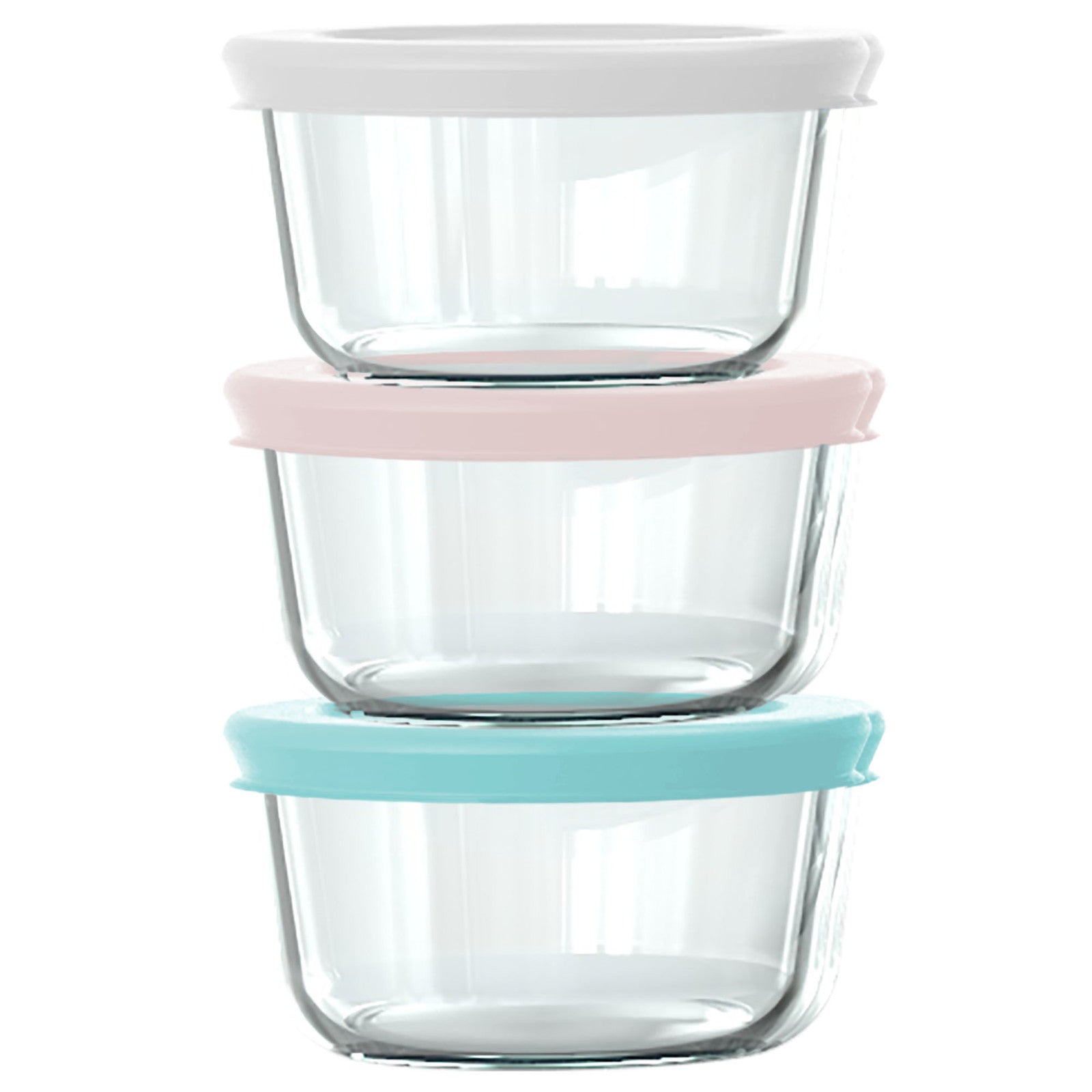 Pyrex® Simply Store® 6-piece 1-cup Round Glass Storage Set with Assorted Color Lids