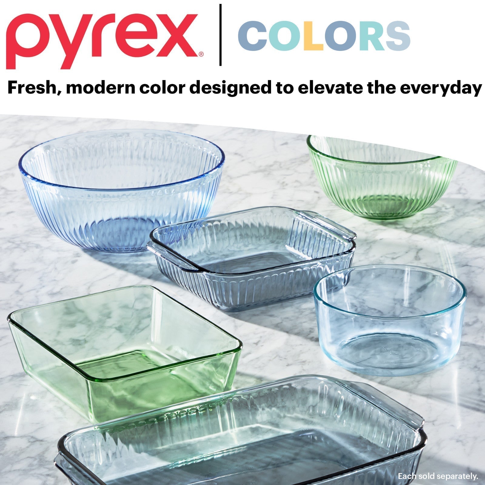 Pyrex® Colors Sculpted Tinted 4.5-quart Mixing Bowl with Lid, Blue