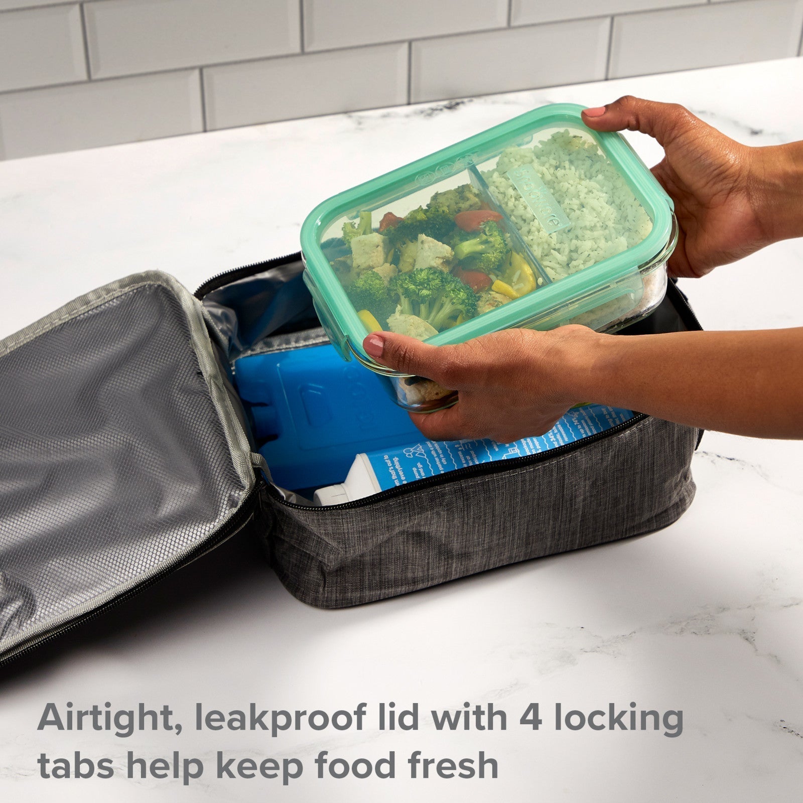 Snapware® MealBox™ 4-cup Divided Glass Storage Container with Lid