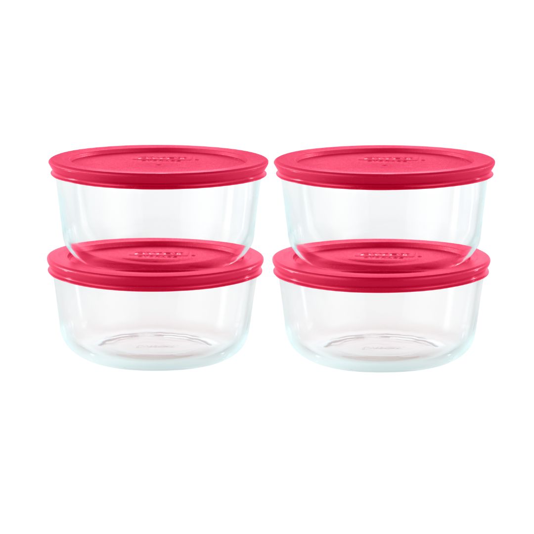 Pyrex® Simply Store® 8-piece Glass Food Storage Container Set with Red Lids
