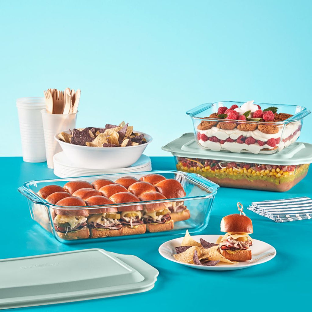 Pyrex® Deep 6-piece Glass Baking Dish Set with Green Sage Lids