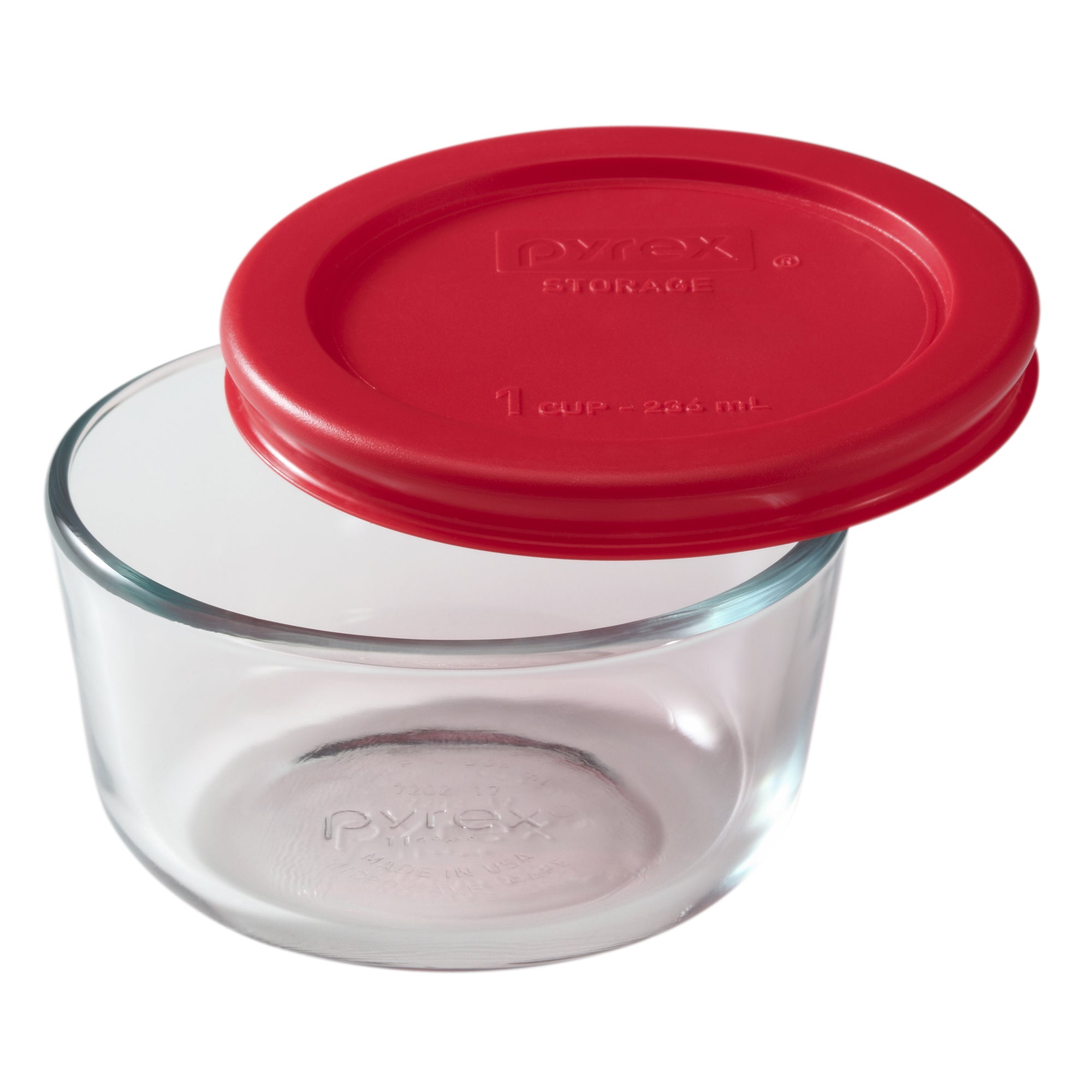 Pyrex® Simply Store® 1-cup Glass Food Storage Container with Red Lid